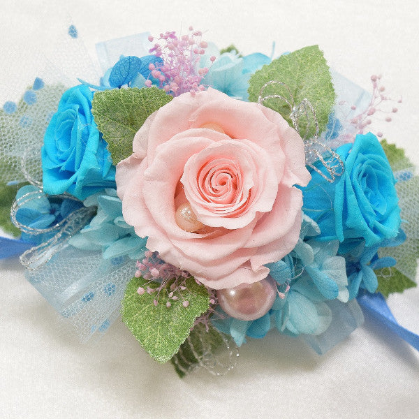 Wrist Corsage (WC13) - Pink & Turquoise